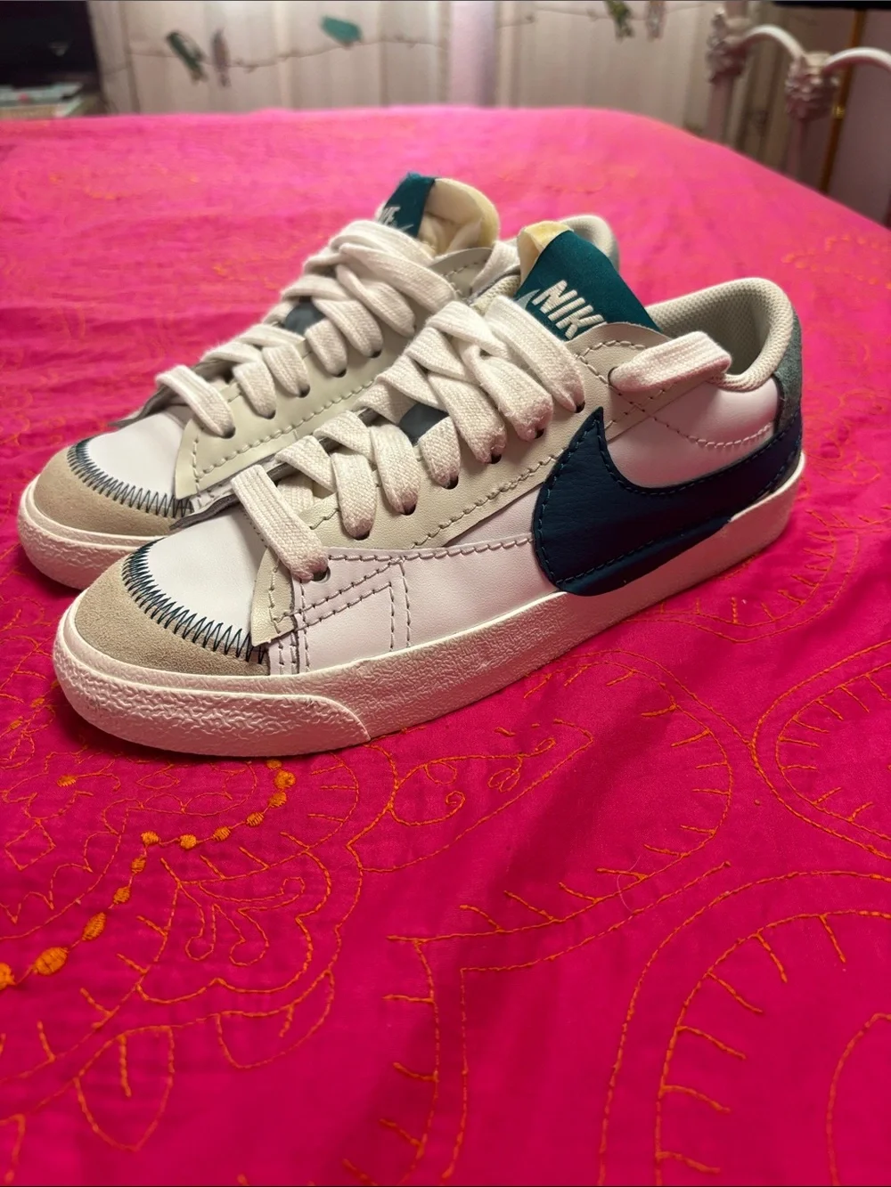 Nike Women’s Low-Top Sneakers in White and Teal